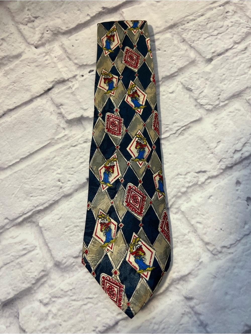 Classic Patterned Men's Tie in Navy and Gray
